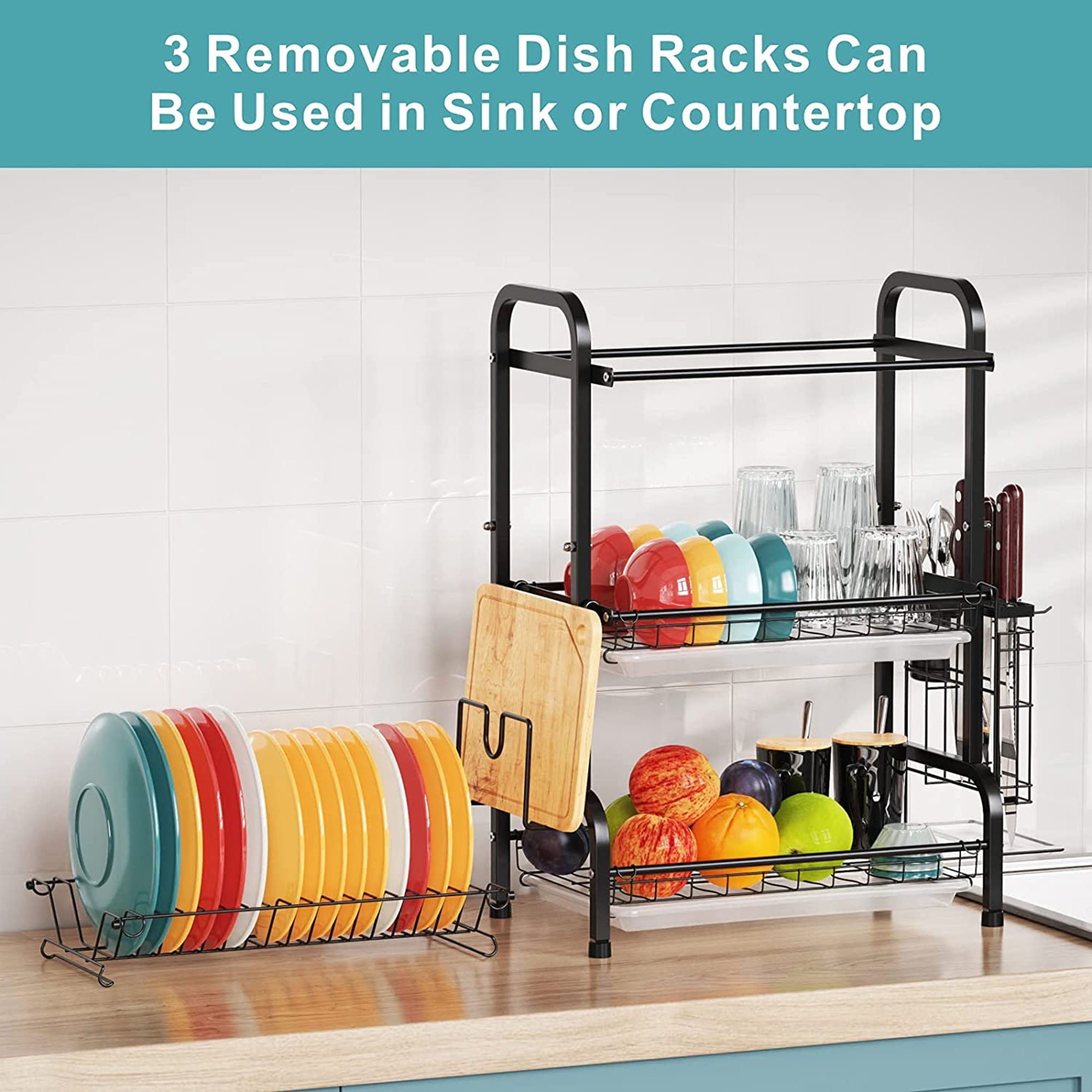 Double Tier Stainless Steel Dish Rack With Drainboard Set And Utensil  Holder, 1 unit - Dillons Food Stores