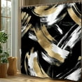 thumbnail image 3 of Abstract Modern Black Gold Shower Curtain Set Minimalist Neutral Contemporary Aesthetic Geometric Simple Art Waterproof Bathroom Curtain with Hooks-48"W x 72"L (Pack of 1), 3 of 7