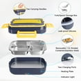 thumbnail image 3 of Electric Lunch Box Food Heater Portable Three Compartment Food Lunch Box Warmer for Car Truck Home Work Leak Proof with 1.2L Removable 304 Stainless Steel Container & Spoon (White), 3 of 13