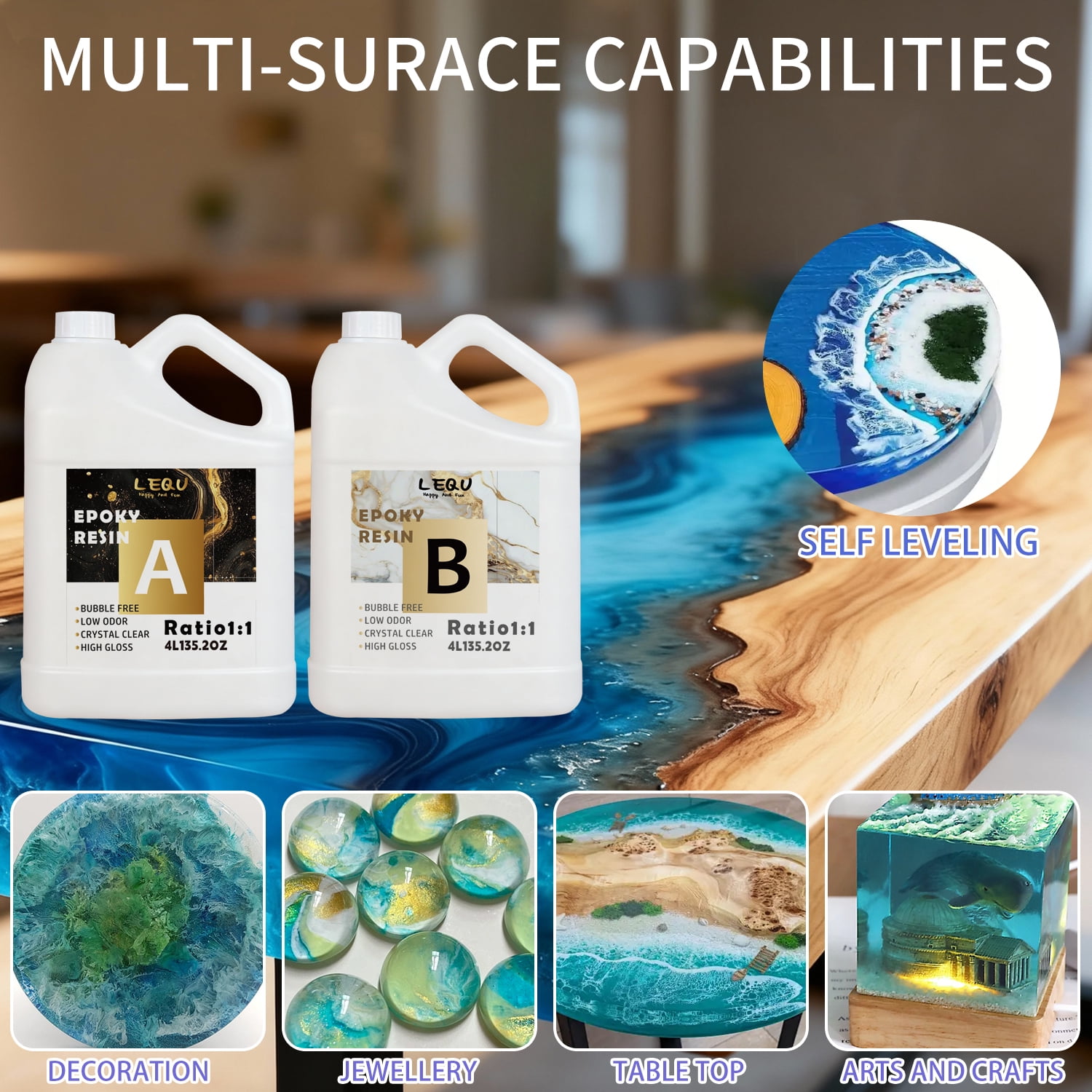 LEQU Epoxy Resin Epoxy Adhesive, 75.39OZ, 2 Pieces