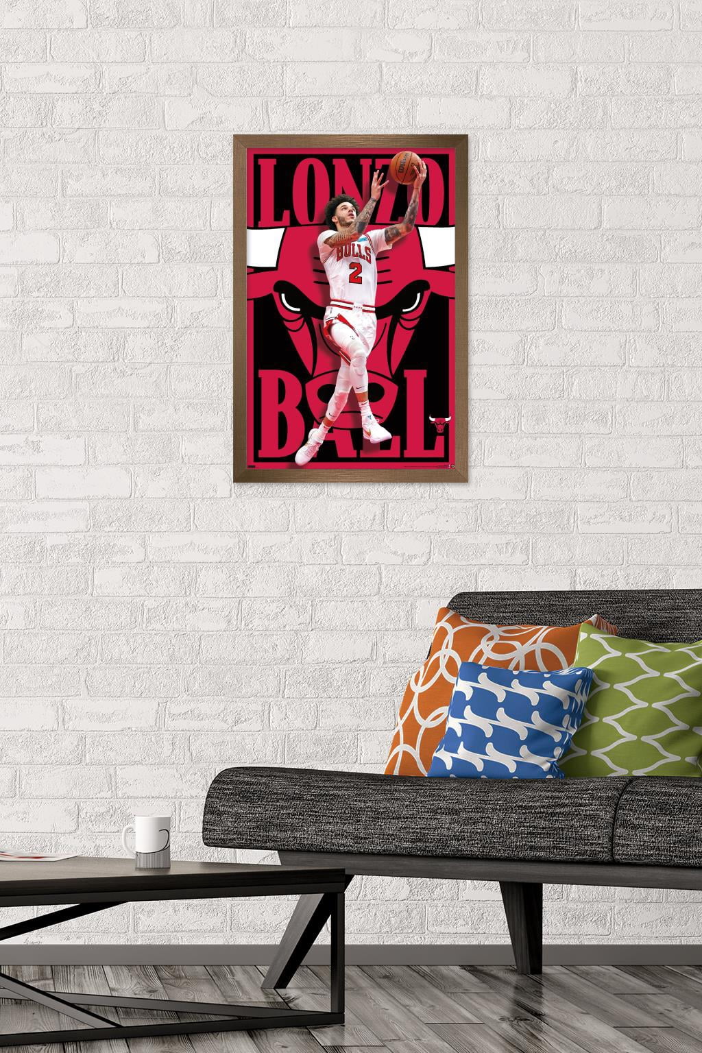 NBA Chicago Bulls - Lonzo Ball 22 Wall Poster, 14.725" x 22.375" Framed