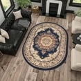 thumbnail image 7 of Sensation Transitional 5' x 7' Oval Navy and Beige Polypropylene Indoor Area Rug, 7 of 7