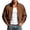 Brown, variant on Men's Bomber Jacket Vintage Mock Neck Cropped Waffle Coat Zip Up Patchwork Versatile Baseball Jacket with Pockets