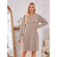 thumbnail image 6 of Women'S Autumn and Winter Loose V-Neck Pocket Casual Long Sleeve Home Clothes Dress with Pockets, 6 of 9