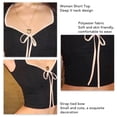 thumbnail image 4 of Top negro de manga corta con escote en V y detalle de lazo, talla S Summer Chic, 4 of 5