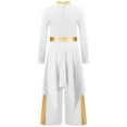 thumbnail image 2 of Doomiva Kids Girls Worship Praise Dance Dress Metallic Long Sleeve Outfit with Palazzo Pants Liturgical Church Robe White 14, 2 of 5