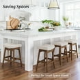thumbnail image 3 of LUE BONA Saddle Seat Counter Height Bar Stools Set of 4 for Kitchen, Dining, 24in, Antique White, 3 of 9
