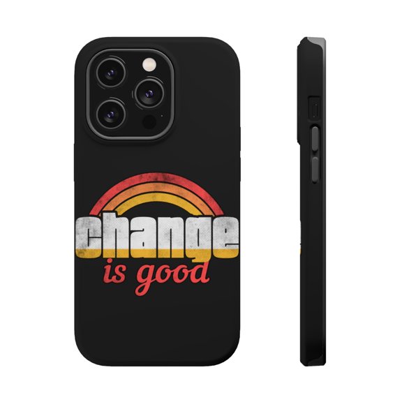 DistinctInk Tough Case for Apple iPhone 15 PRO (6.1" Screen), Compatible with MagSafe Charging - Change Is Good