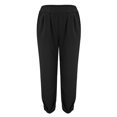 thumbnail image 4 of Women's Plus Size Wide Leg Pants Solid Fashionable And Versatile Elastic Waist Pocket Bound Pleated Casual High Waisted Straight Trousers Pants Black 3XL, 4 of 8