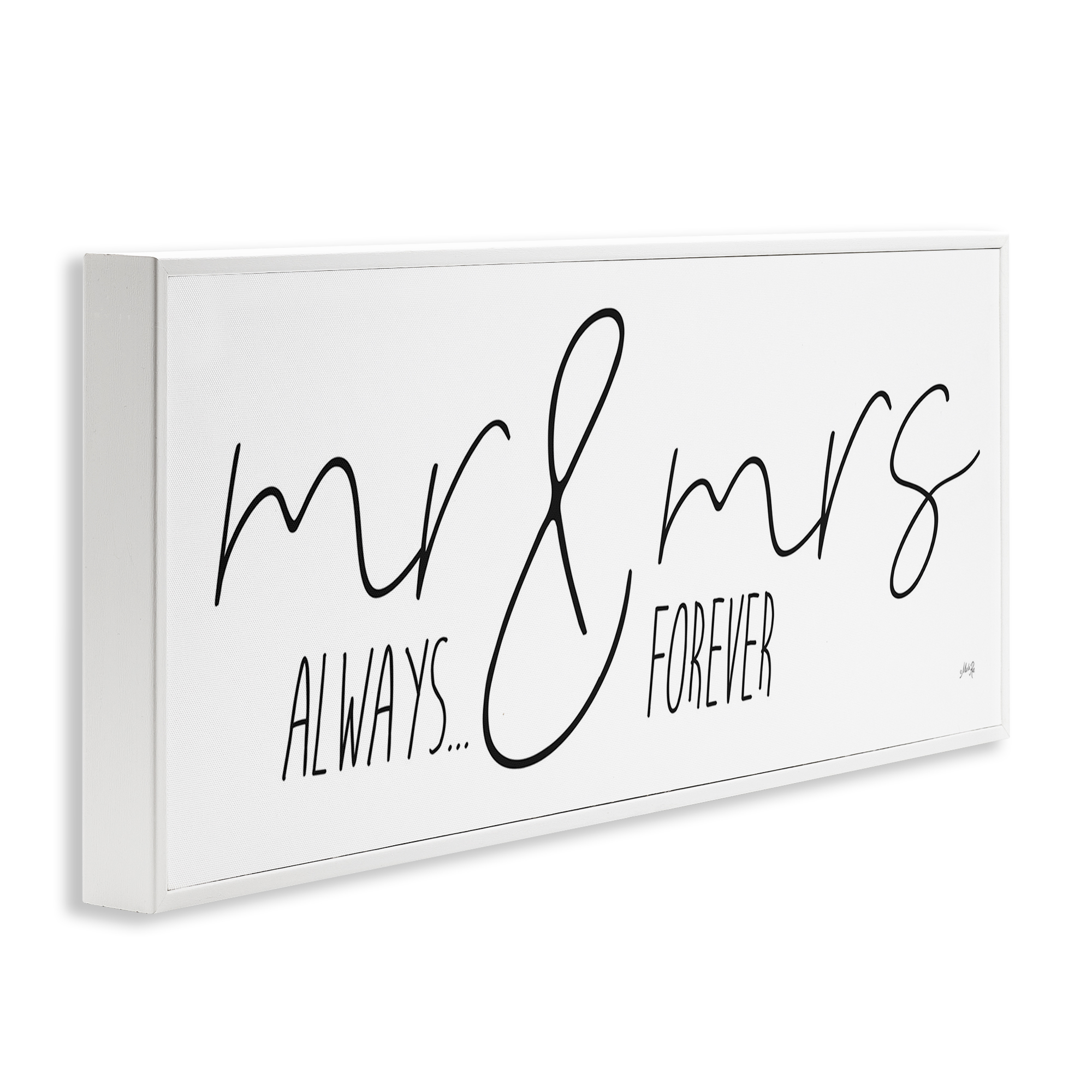 Stupell Industries Romantic Always & Forever Typography Painting White Framed Art Print Wall Art, 30 x 13