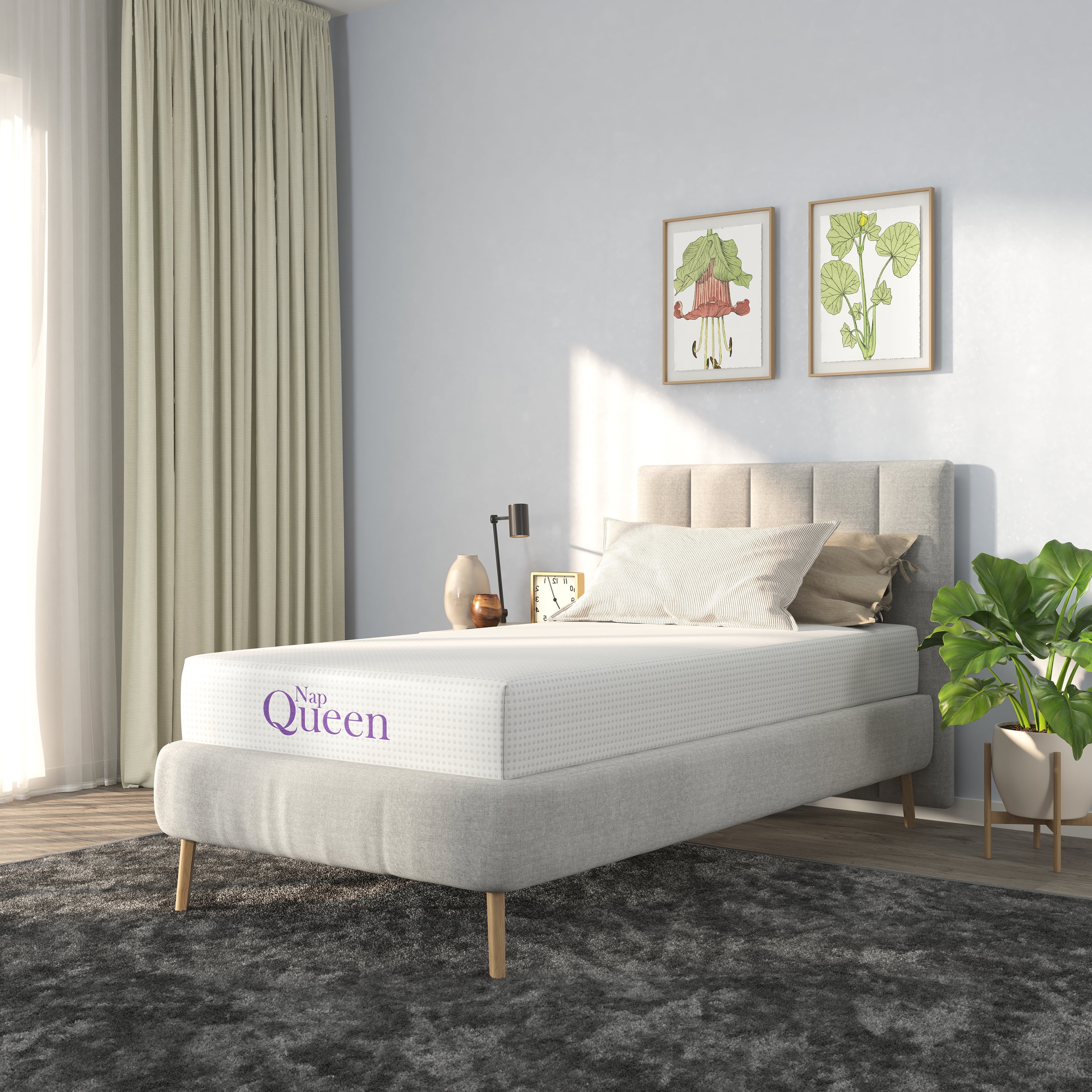 NapQueen Twin Mattress, 8 Inch Charcoal Memory Foam Mattress, CertiPUR-US Certified, Mattress in a Box