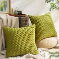 thumbnail image 3 of Phantoscope Quilted Velvet Braid Textured Pleated Decorative Throw Pillow Cover for Bed and Couch, 20" X 20", Green, 2 Pack, 3 of 3