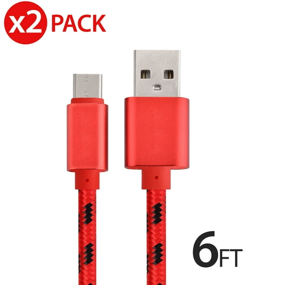 2x 6FT USB Type C Cable Fast Charging Cable USB-C Type-C 3.1 Data Sync Charger Cable Cord For Samsung Galaxy S9 S9  Galaxy S8 S8 Plus Nexus 5X 6P OnePlus 2 3 LG G5 G6 V20 HTC M10 Google Pixel XL