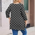 thumbnail image 6 of Xdegoge Plus Size Tunic Tops for Women 3/4 Sleeve Pleated Shirts Crewneck Dressy Casual Blouses Polka Dot Stretch Soft Comft Loose Fit Tshirt Fall Fashion Clothes Streetwear, 6 of 7