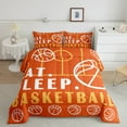 thumbnail image 2 of Basketball Comforter Set Full Sport Game Ball Theme Bedding Basketball Room Decor Down Comforter Sports Comforter Sets Teen Sports Bedding 3 Pcs White Orange, 2 of 7