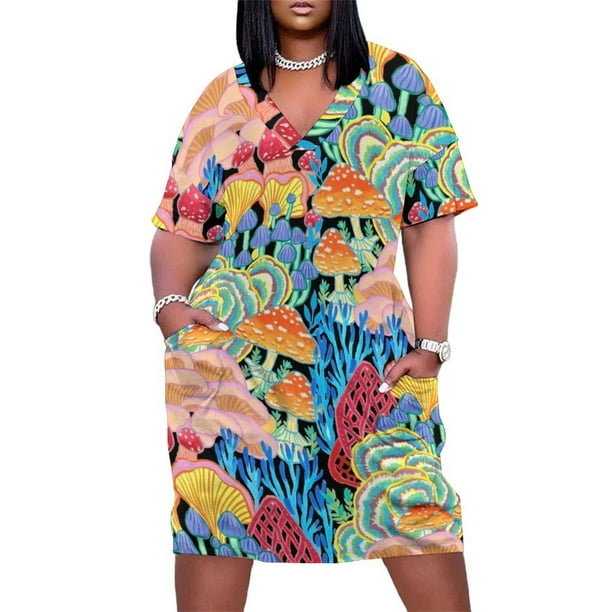 Fungi World (Mundo de hongos) - BKBG Vestido suelto con bolsillo vestidos elegantes para mujer vestidos de fiesta de promoción para mujer