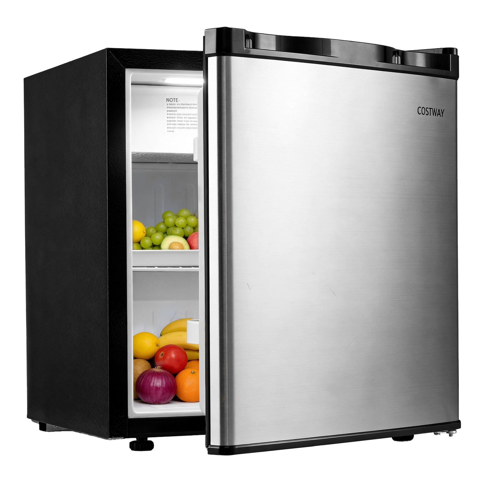 Costway 1.7 Cu.Ft Mini Fridge with Chiller Compartment, Adjustable Thermostat, Low Noise Silver