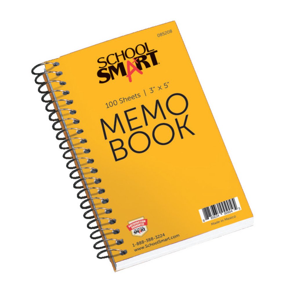 School Smart Side Opening Memo Notebook, 3 x 5 Inches, 100 Sheets