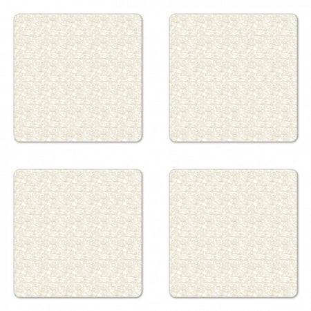 

Abstract Coaster Set of 4 Nostalgia Geometrical Swirling Lines Vintage Style Simplistic Illustration Square Hardboard Gloss Coasters Standard Size Khaki and White by Ambesonne