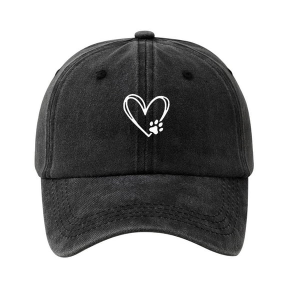 Unisex Casual Sport Adjustable Comfortable Breathable Baseball Caps Heart-Shaped Dog Paw Printed Sun Cap for Men Women Daily Wear Outdoor Activities Washable