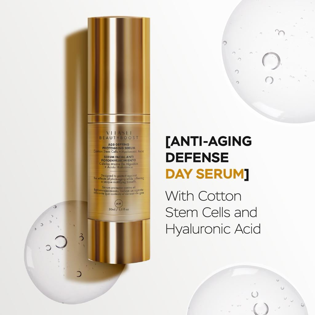 Vitasei Beauty Boost AM Facial Serum W/Cotton Stem Cells & Hyaluronic Acid, Anti Aging Serum for Women & Men, Photoaging Control Face Oil Moisturizer, Fine Lines & Wrinkles, 30 ml