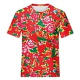 thumbnail image 4 of Penkiiy Chinese DongBei Style Flowers Graphic Tees Shirt for Women Women's Tops Flower Printing Round Neck Short Sleeved T-shirt Tops, 4 of 5
