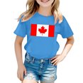 thumbnail image 4 of Hauts d'Été Drapeau du Canada Imprimé Feuille d'Érable Enfants Garçons et Filles T-Shirt Manches Courtes Décontracté Col Rond Basique T-Shirt Bleu Ciel 8 Ans-9 Ans, 4 of 4