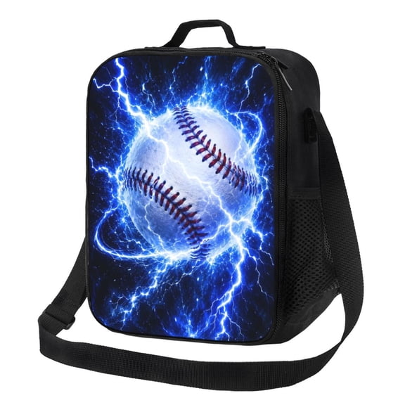 Baseball Lunch Bag Insulated Thermal Lunch Box with Shoulder Strap & Handle for Women and Men