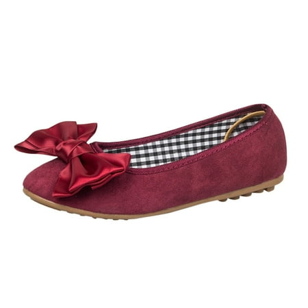 

Follure Girl women s casual shoes Women s Single Shoes Fashion Bowknot Round Toe Flat Soft Beanie Shoes Red 42