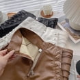 thumbnail image 6 of Kids Girls Leather Shorts High Waisted Straight Leg Y2K Shorts with Pockets Elastic Half Zip Skinny Going out Slim Fit Outfit, 6 of 6