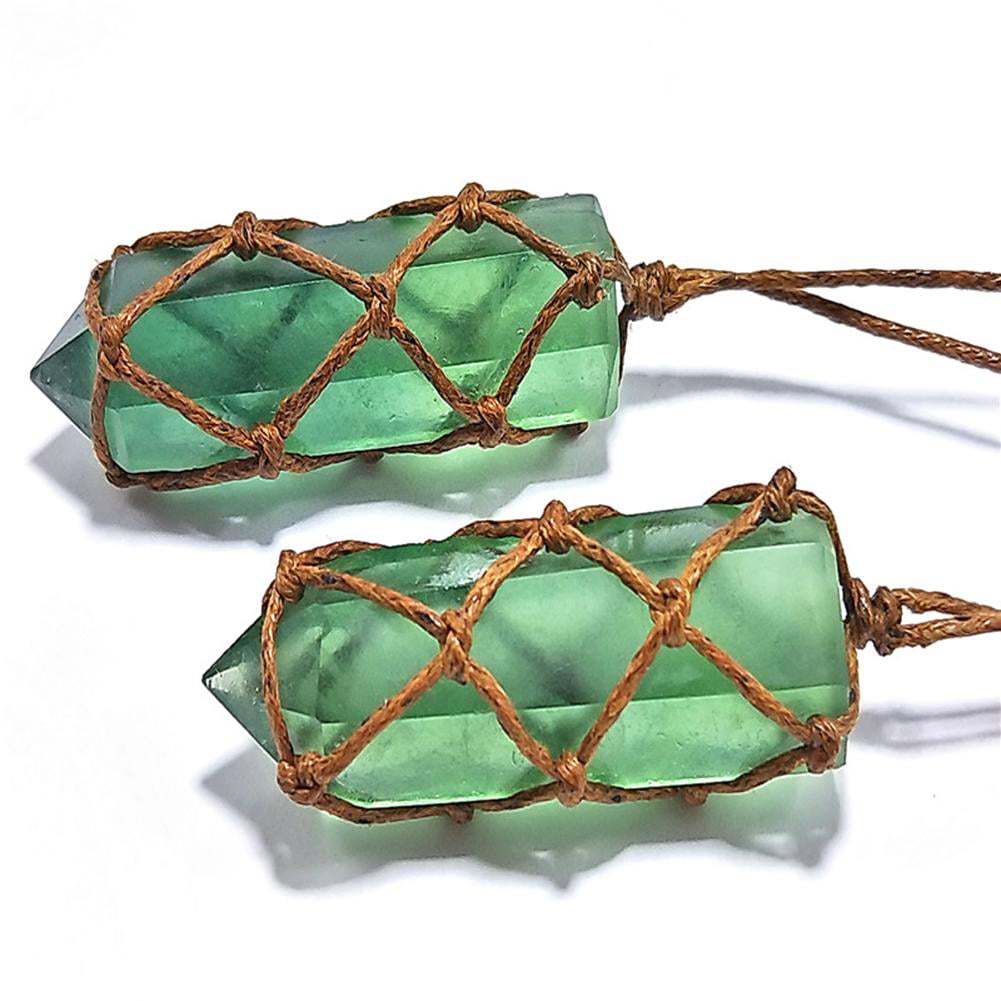 Natural Blue Green Amethyst Quartz Crystal Pendant Handmade Healing Stone US 