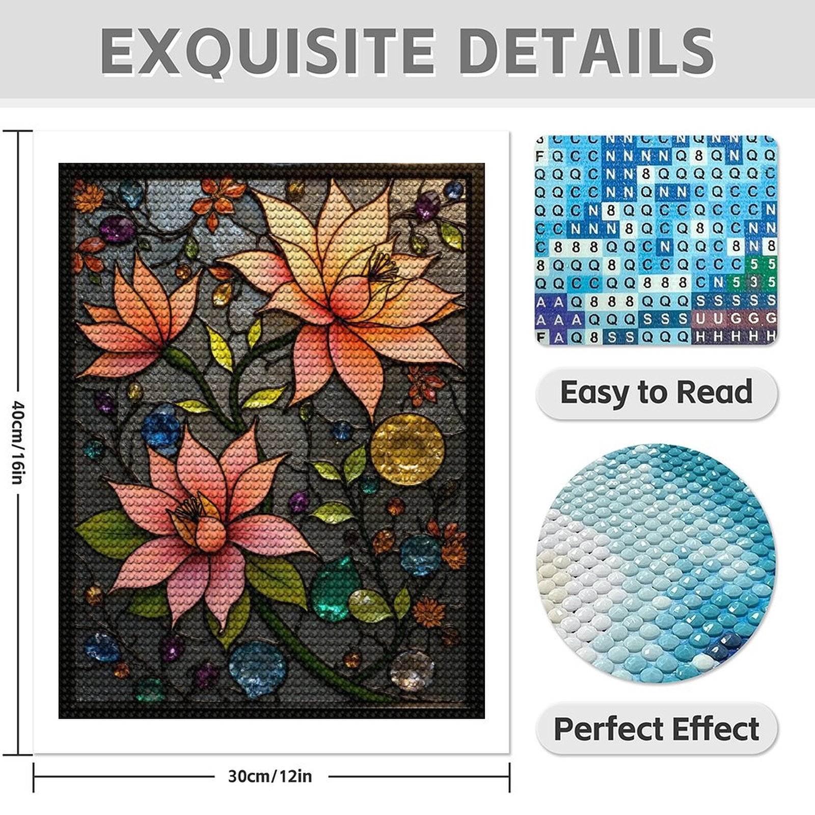 Diamond Art Kits for Adults - 5d Colorful Floral Gem Art Deco Diamond Painting for Adults, Diamond Art for Adults Beginners, Diamond Painting Kits for Adults for Home Wall Decor