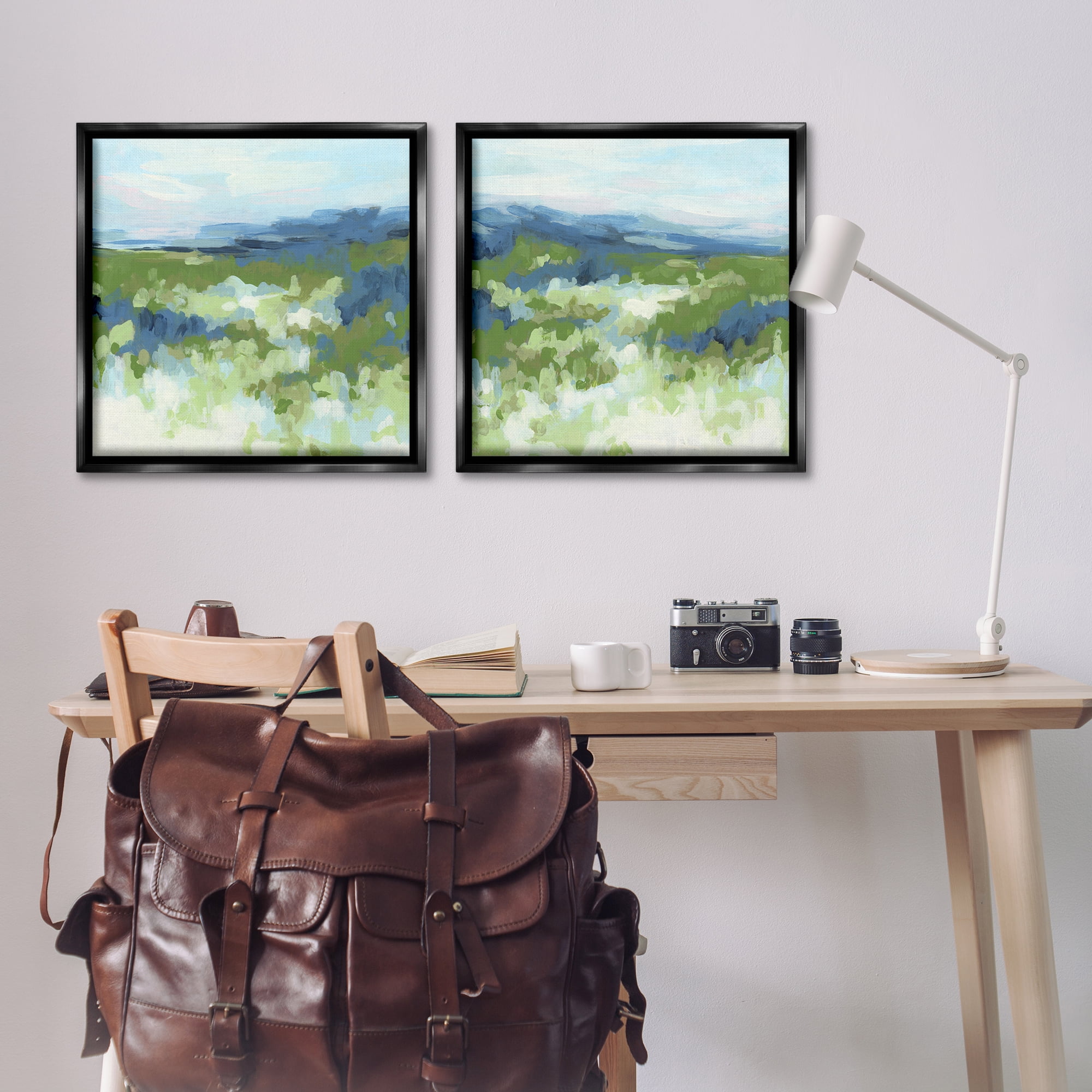 Stupell Industries Abstract Overgrown Field Landscape & Nature Painting Black Floater Framed Canvas Art Print Wall Art, 25 x 25, Set of 2