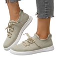 thumbnail image 5 of Daznico Women's Lightweight Low-Top Sneakers - Breathable Mesh Lace-Up Board Shoes for Casual Sports & Everyday Wear,Color:Beige,Size:9, 5 of 9