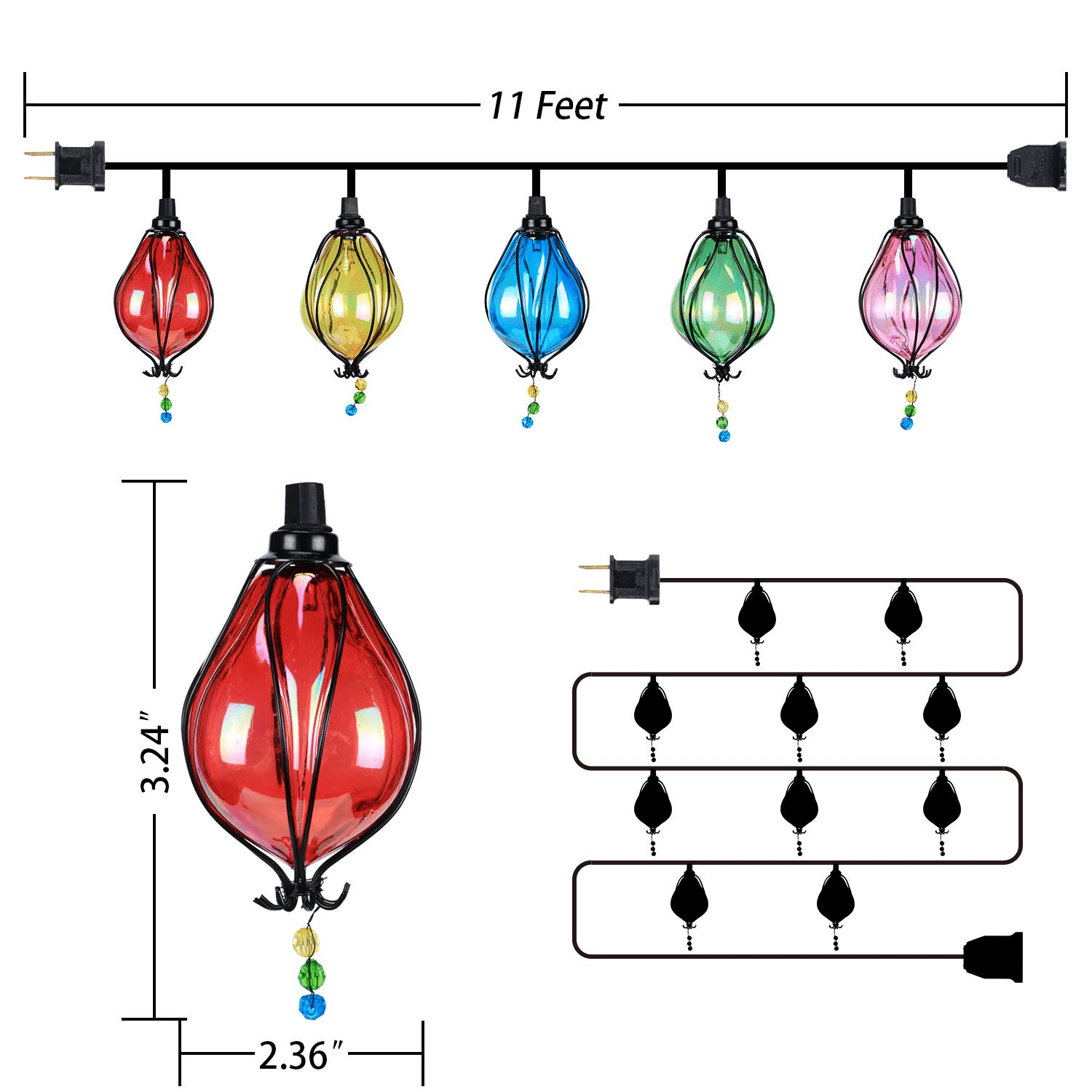 Multicolor Fairy String Lights with 10 Bulbs Connectable Waterproof Decorative Indoor String Lights for Christmas Party Birthday Wedding Festival Bedroom Outdoor Patio