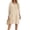Khaki, variant on Women's 3/4 Sleeve Loose Mini Dress Keyhole Neck Casual Shift Dress with Side Slit Soft Linen Breathable for Daily Vacation Wear Red S