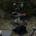 thumbnail image 4 of TFixol Étagère de Camping Portative à 3 Niveaux en Aluminium avec Crochets pour Rangement et Séchage Extérieurs, Conception Légère et Pliable pour la Randonnée, les Pique-Niques et les BBQ, 4 of 6