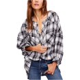 thumbnail image 2 of Blusa tipo túnica a cuadros Free People para mujer Negro Mediano, 2 of 2