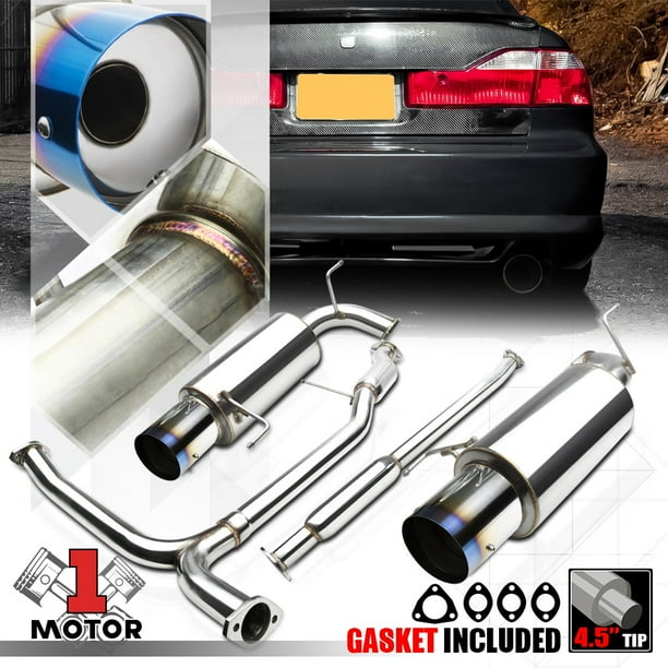 SS Dual Muffler Catback Exhaust System 4.5" Burnt Tip for 9802 Honda