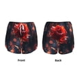 thumbnail image 3 of Balery Artistic Dewdrop Rose Pattern Women's Running Shorts with Liner 2 Pockets Elastic Workout Athletic Gym Yoga Shorts-Large, 3 of 7