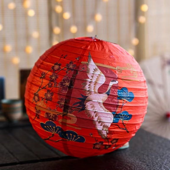 Zhuge 6 Pack Chinese Paper Lantern Sakura Lantern for Chinese Oriental Style Restaurant Home Wedding Party Decoration, 11.8Inch(09)