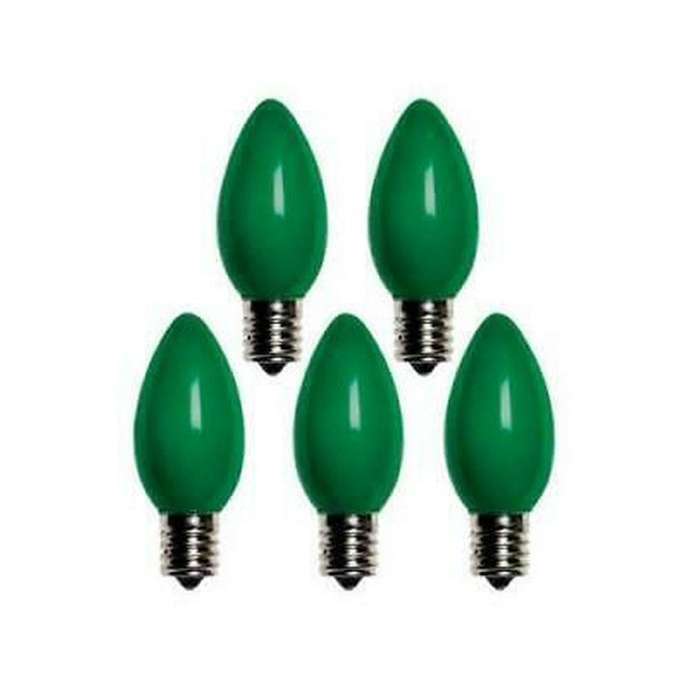 2PK Holiday Bright Lights C9 25 count Green Christmas Light Bulbs