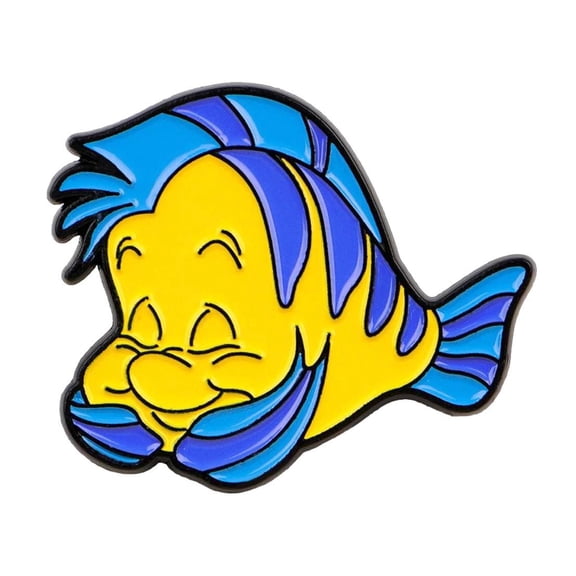 The Little Mermaid Flounder Character 1.25 in Wide Enamel Metal Logo Pin