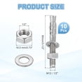 thumbnail image 2 of Uxcell 10 Pcs Ancrages en Coin, 1/2 Pouces x 3-1/2 Pouces Ancrages en Acier Inoxydable pour Béton, Fixation Standard Robuste pour Support Mural en Ciment (Inclut Rondelles Écrous, Ton Argent), 2 of 6
