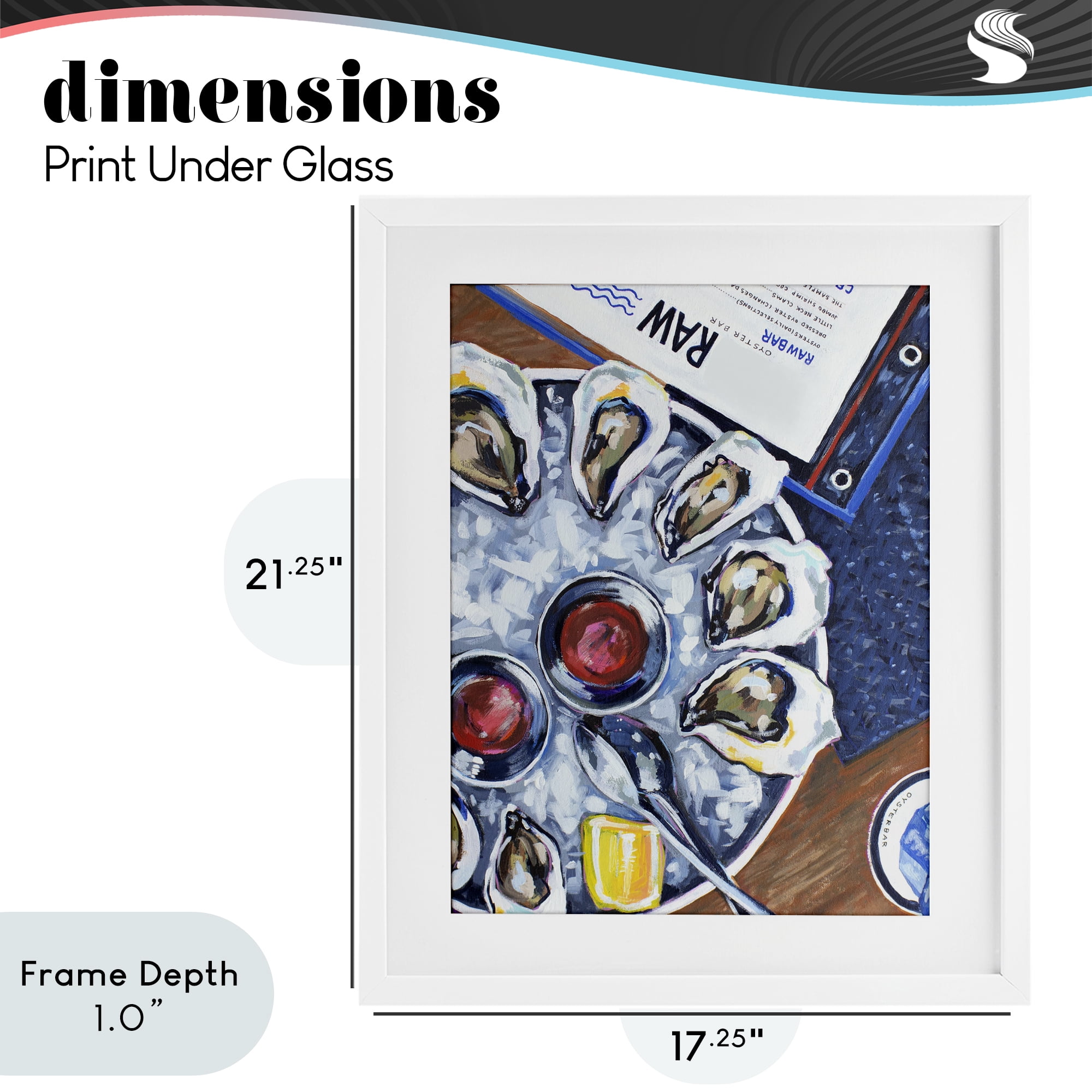 Stupell Industries Oysters on Ice White Framed Print Under Glass, design by Rachel Nerney