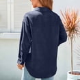 thumbnail image 4 of <p>Turn Down Collar Shirt, Casual Elegant Button Closure Blouse Loose Pure Color Soft Fashionable Pocket  For Lady For Dating</p>, 4 of 6