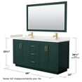 thumbnail image 6 of Wyndham Collection Miranda 66" Wood&Marble Double Bathroom Vanity in Green/Gold, 6 of 7