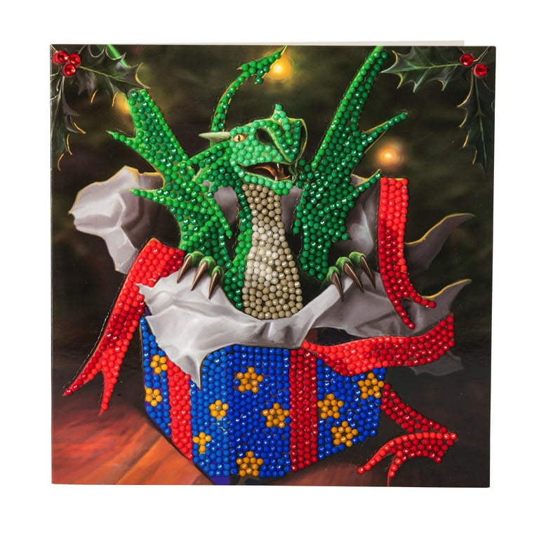 Craft Buddy DIY Crystal Christmas Card Kit, Dragon Gift - Anne Stokes