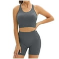thumbnail image 2 of Joau Workout Sets for Women Matching 2 Piece Seamless Ribbed Racerback Sports Bra Crop Top and High Waist Shorts Yoga Gym Tracksuits Outfits Active Set, 2 of 7