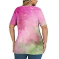 thumbnail image 4 of Hxshgdsn Short Sleeve Shirts for Womens Plus Size Trendy Gradient Color Block Tops Casual Tees（Hot Pink/5XL）, 4 of 6